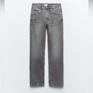 Zara Women's Gray High Rise Straight Leg Jeans
